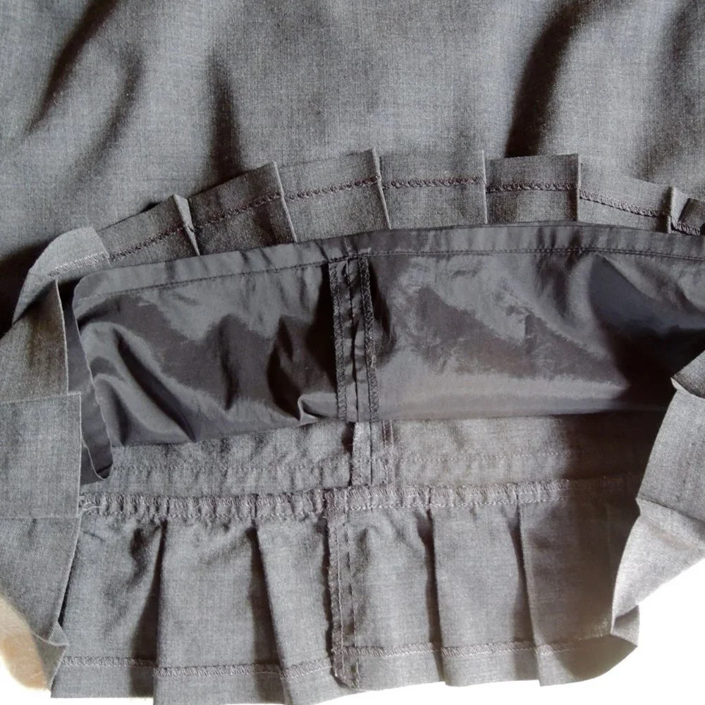 Express Gray Wool Stretch Skirt Lined Pleat Hem 6